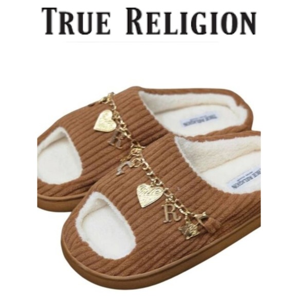 True Religion Shoes - True Religion Logo Charms Indoor/Outdoor Memory Foam Slippers